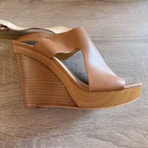 Tan leather wedges